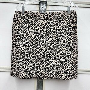 Brand New Loft Leopard Mini Skirt Tan Black Classic Office Size 12
